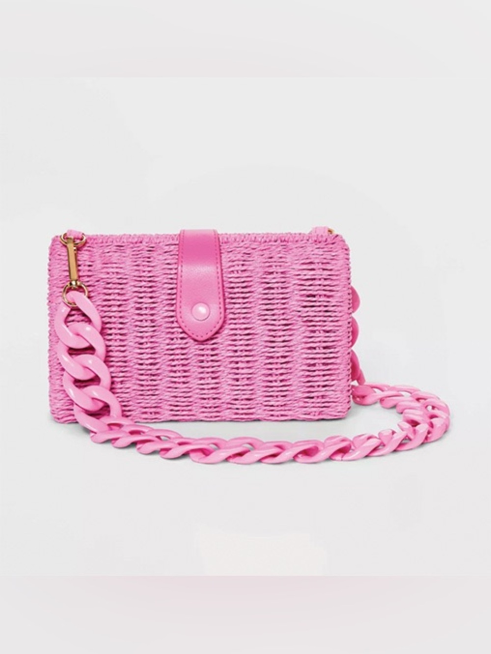a new day Pink Woven Crossbody with Chunky Chain Strap